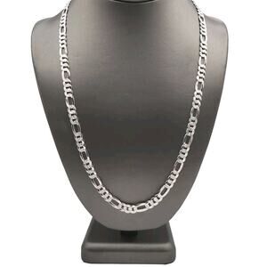 925 sterling silver figaro chain necklace 24" A+